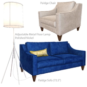Paidge sofa Paidge chair and Adjustable Metal Floor Lamp