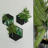 Hexagon plant hanger with fern sprigs by WoodaHome