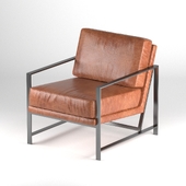 Brown Leather Metal Frame Chair