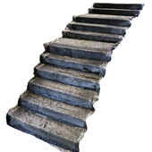 Stairs made of stone and wood for landscape option 2
