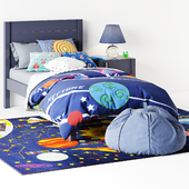 bed Uptown Navy Blue Bed from Crate & Barrel curbstone Kids Uptown Navy Blue Nightstand