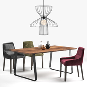 Ligne Roset: long island chair, vilna table, parachute lamp