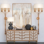 Designer chest of drawers with lamps and decor