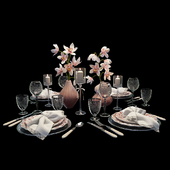 Festive table setting with orchids
