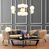 Oreas Sofa Armchair & Table With Maytoni Erich Light