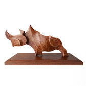 copper rhino sculpture