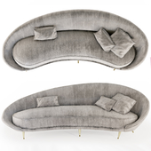 Federico Munari, Sofa Curvato In Velvet Mohair And Brass, Italy, Circa 1950