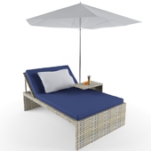 Chaise lounge with umbrella
