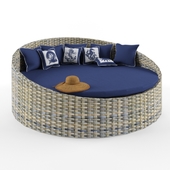 Braided round chaise longue and hat