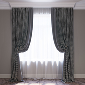 Комплект штор "Серый и гусиная лапка" Curtains gray and houndstooth
