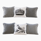 Набор подушек с принтами: птица, корона, шеврон и гусиная лапка (Pillows bird crown chevron and houndstooth)