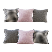 Набор подушек: розовый бархат, шеврон и гусиная лапка (Pillows pink chevron and houndstooth)