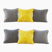 Набор подушек: желтый бархат, шеврон и гусиная лапка (Pillows yellow chevron and houndstooth)