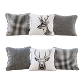 Набор подушек с принтами: олени, шеврон и гусиная лапка (Pillows deers chevron and houndstooth)