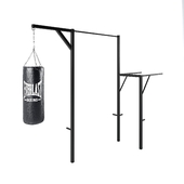 A tourniquet with bars and a punching bag.