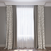 Комплект бежевых и коричневых штор в стиле прованс (Curtains Beige provence)