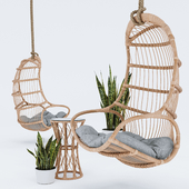 Blucher, hanging chair, plant & table