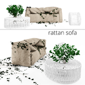 Rattan Outdoor Sofa with Ivy