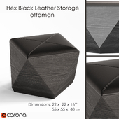hex black leather storage ottaman