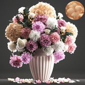 Bouquet of flowers 61. White hydrangea, peonies, rose, eucalyptus, carnation, table decor