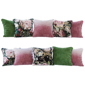 Набор подушек вишневых, зеленых и с цветами (Pillows cherry green and flowers YOU)