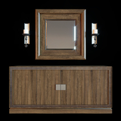 Century Furniture Tribeca Console and Thomas O&#39;Brien Mirror. Sorrento Nude Wall Light.