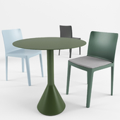 Elementaire chair. Palissade Cone table.