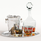 Whiskey Decanter Glass Tray Set