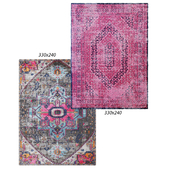 Temple and webster: Gray & Pink Power Loomed Distressed Modern Rug, Magenta Power Loomed Distressed Modern Rug