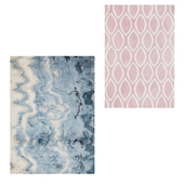 Temple and webster: Marble Blue Digital Print Rug, Pink Pink Weave Oval Print Wool Rug