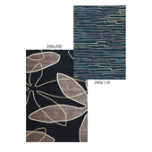 Temple and webster: Xian Leaf Caviar & Dove Gray Rug, Kodari Graph Hand-Knotted Charcoal & Sand Rug
