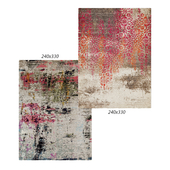 Temple and webster: Keiji Distressed Abstract Rug, Jarod Pink, Green & Gray Durable Modern Rug