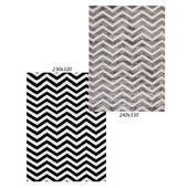 Temple and webster: Flat Weave Chevron Design Rug Black White, Modern Chevron Design Silver Rug