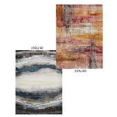 Temple and webster: Anna Contemporary Floor Art Rug, Edie Rust & Pink Durable Modern Rug