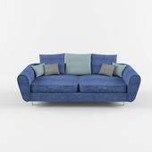 blue fabric double sofa