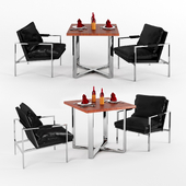Unusual Chrome Lounge Chairs In Leather At
