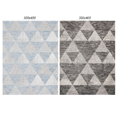 Temple and webster: Black & Natural Triangles Flat Woven Rug, Blue & Natural Triangles Flat-Woven Rug