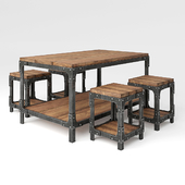 Индустриальный набор: стол и стулья