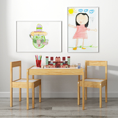 Children&#39;s table with ikea chairs and xalingo toy