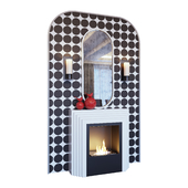 Камин, бра, красный декор, зеркало и панно в стиле поп-арт (Fireplace sconce mirror and decor pop art Red 01 YOU)