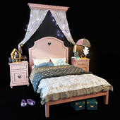 Кровать Adelina розовая. Этажерка