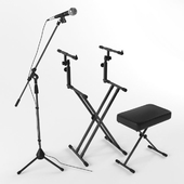 Microphone+keyboard stand+bench