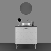 Fish bathroom cabinet and sink set 3D model