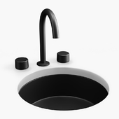 KOHLER "Verticyl Black" round under-mount bathroom sink