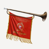 Pioneer horn with a pennant