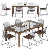 Crate and Barrel Tig chair Parsons table set