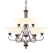 Lancaster Collection 9-Light Rubbed Bronze 2-Tier Chandelier