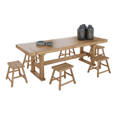 Wooden Table and Stools