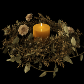 Dry flowers set with candle