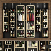 Rack with collection wine and vases